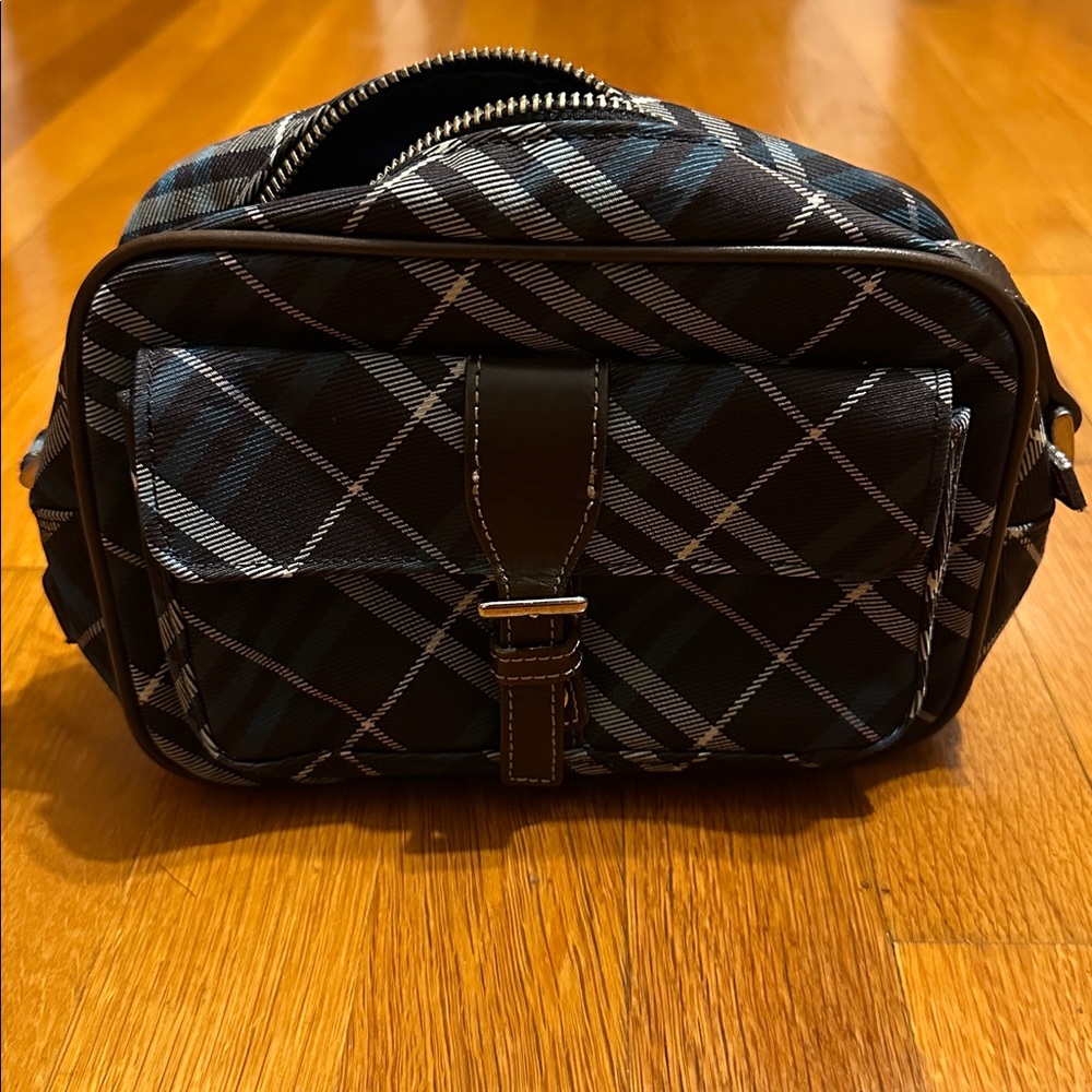 Burberry Blue and Black Plaid Belt Bag